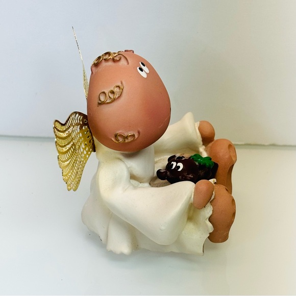 Angel Cheeks Figurine Angel With Teddy Kirks Kritter 2001 Christmas Holiday VNTG - Picture 2 of 8